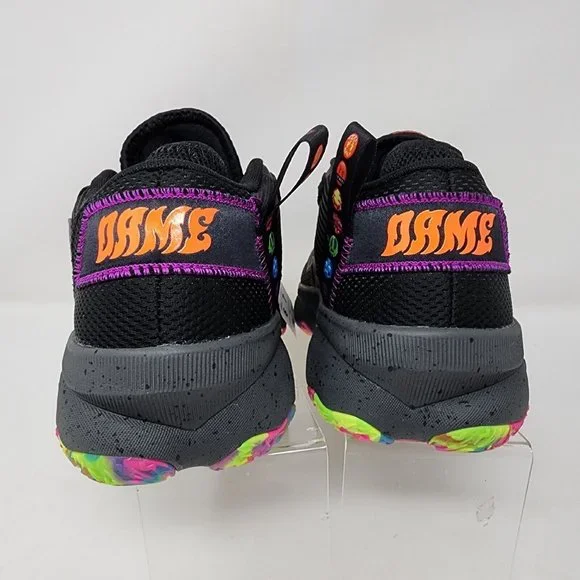 Adidas Basketball Shoes Mens 6 Black Dame 8 Big Mood Emoji Mesh Upper Sneakers